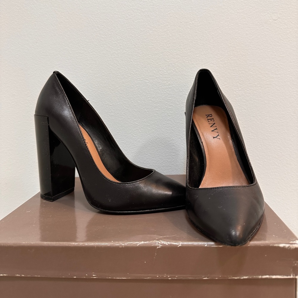 RENVY Black Leather heels 5